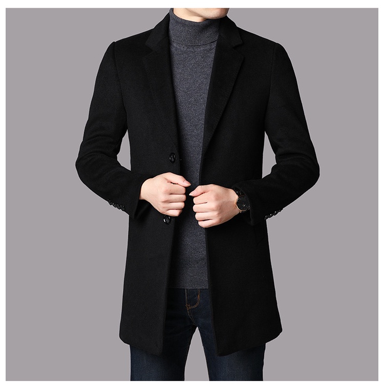 Áo khoác dạ măng tô unisex phong cách Hàn Quốc thời trang Mrhero AKD05 màu đen M.RO