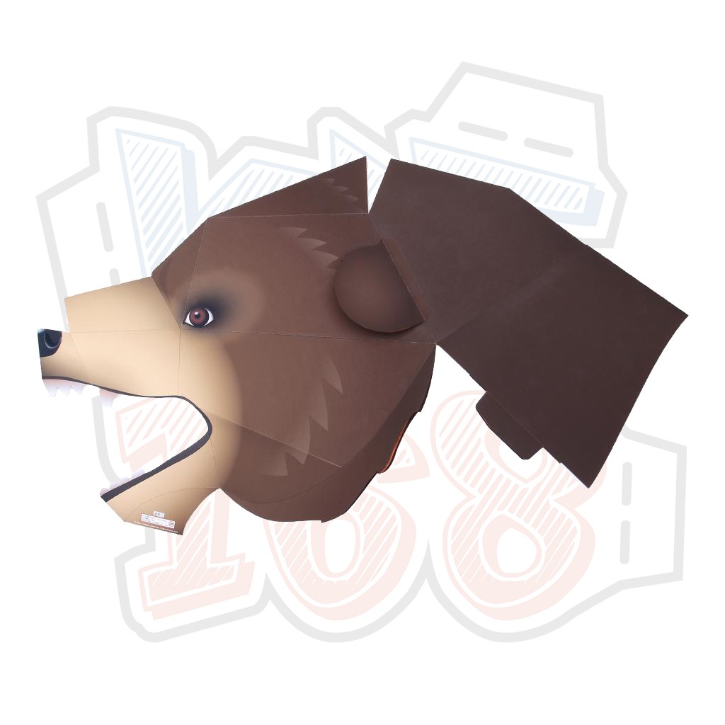 Mô hình giấy động vật Đầu gấu (đội lên được)