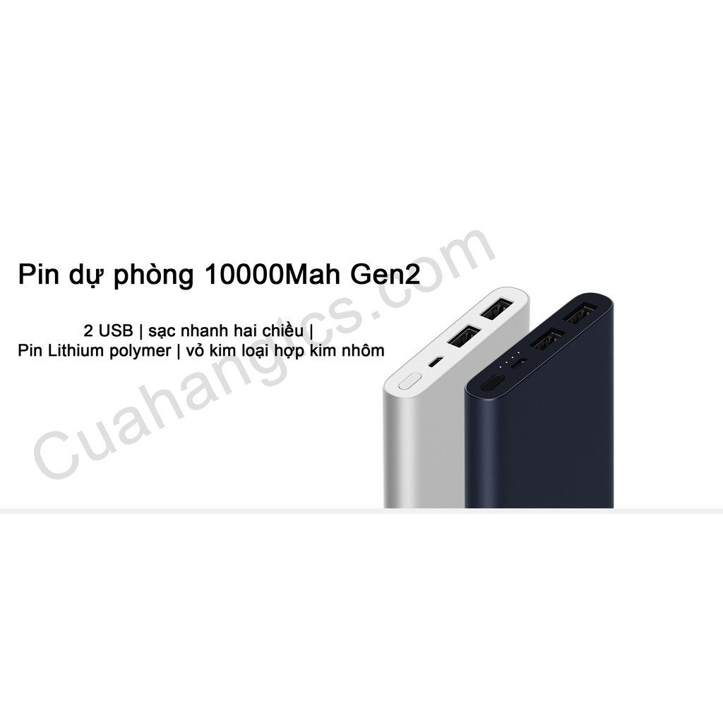 [ELMTOD giảm 30k] Pin sạc dự phòng Xiaomi 10000mAh gen 2 New (2018)