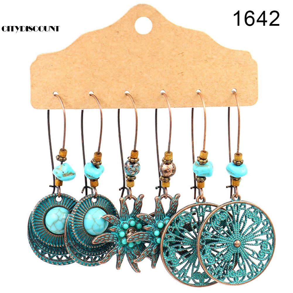 Set 3 Đôi Khuyên Tai Phong Cách Vintage Thời Trang Cho Nữ