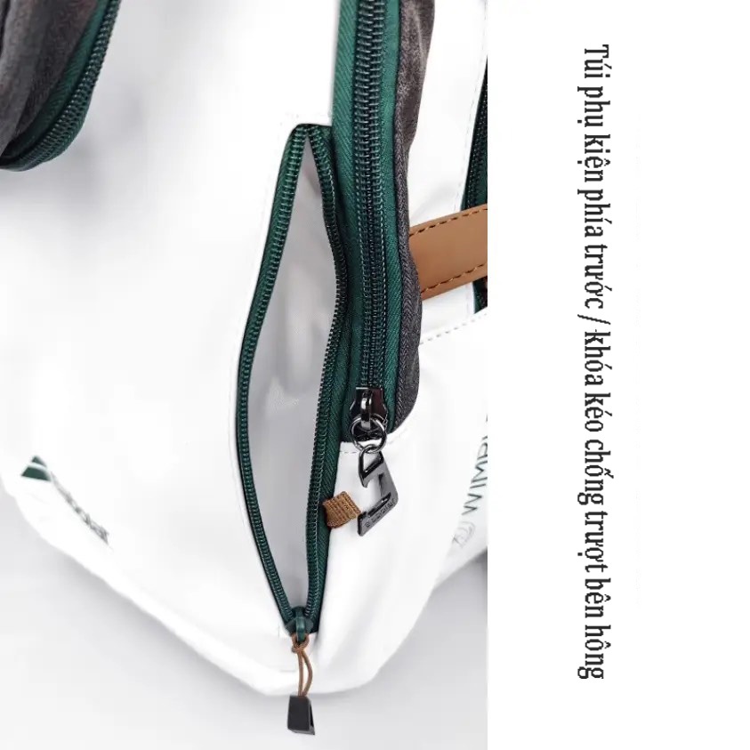 Balo tennis Babolat BackPack Pure Wimbledon màu trắng ghi ngăn gập