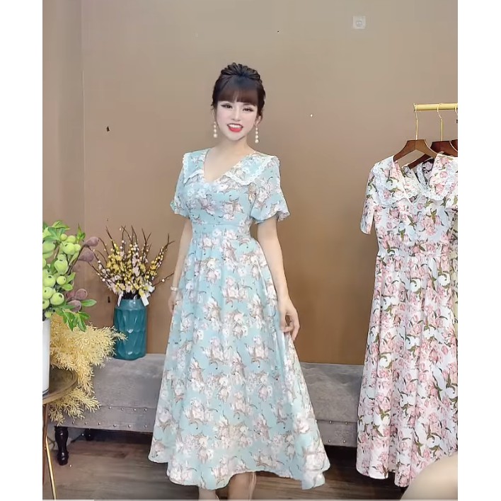 [Mã SKAMA06 giảm 8% tối đa 50K đơn 250K] Monoco-Váy hoa cổ tim mí ren- 8690 | BigBuy360 - bigbuy360.vn
