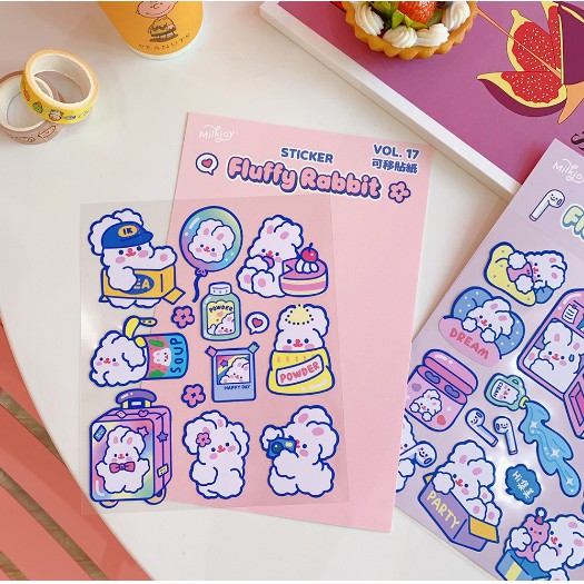 Sticker DIY Dán Trang Trí Thủ Công Cho Điện Thoại/Nhật Ký Hình Thỏ Đáng Yêu - Văn Phòng Phẩm Sáng Tạo