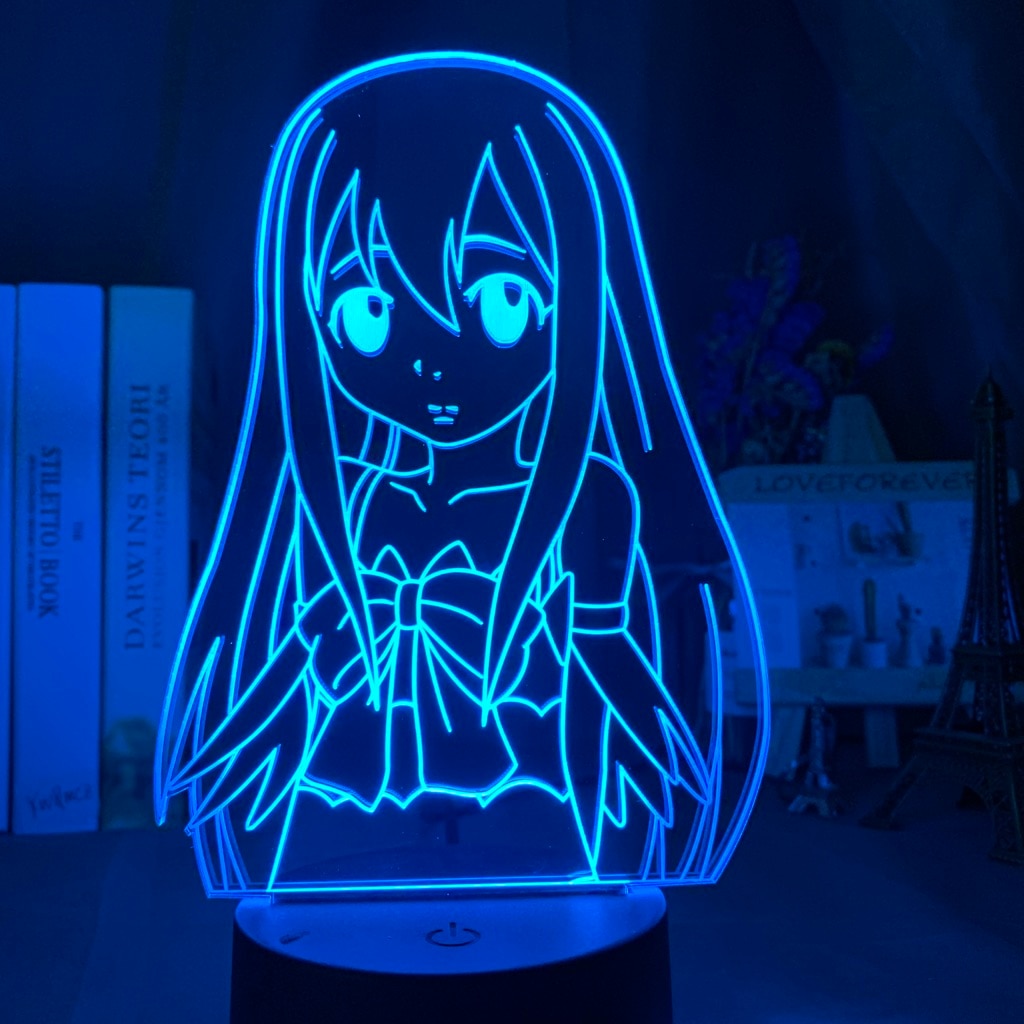 Anime Fairy Tail Natsu Dragneel and Erza Scarlet Hug Night Light Led Touch Sensor Nightlight for Child Room Decor Table 3d Lamp