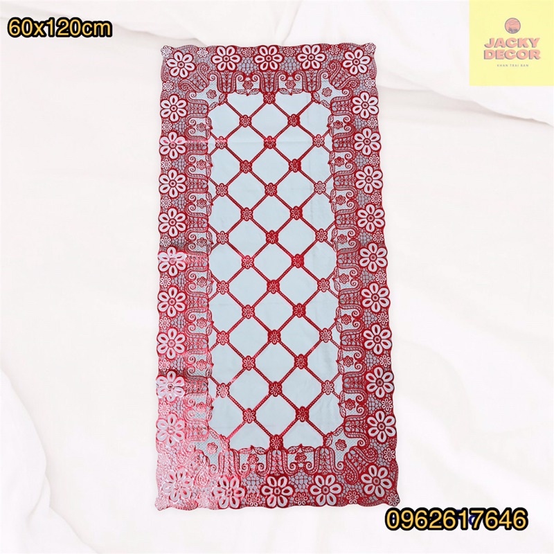 FREESHIPKhăn trải bàn 60x120cm Ren Hoa ĐỎ- [HÀNG ĐẸP]