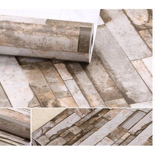Decal giấy dán tường đá 3D dăm nâu