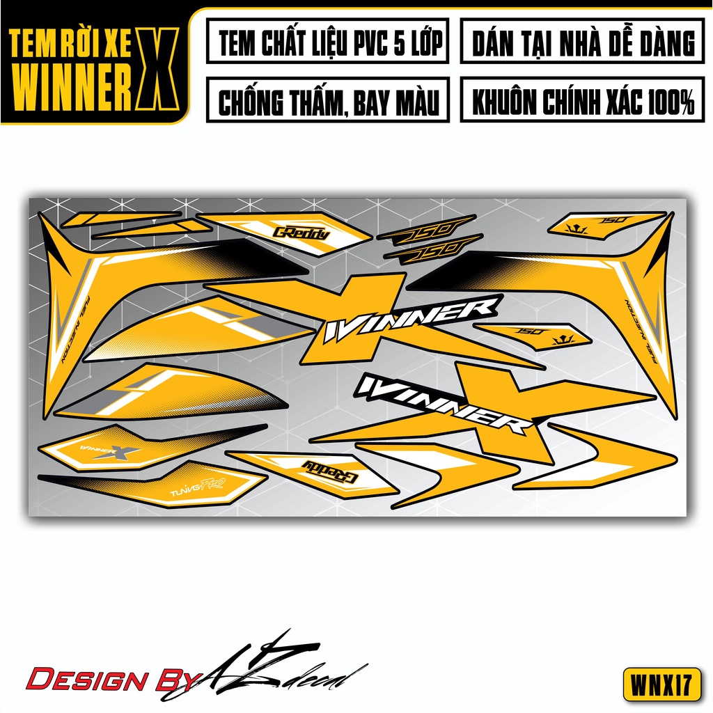 Tem Rời Xe Winner X Chủ Đề Greddy | WNX17 | Decal Dán Xe Cao Cấp Chống Nước, Bền Màu, Công Nghệ In Sắc Nét | Azdecal