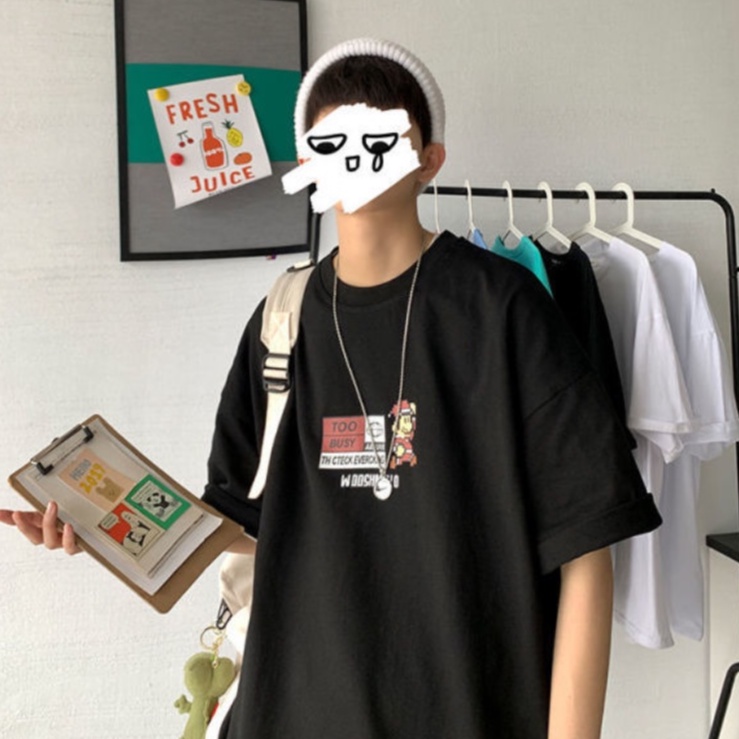 Áo thun Unisex form rộng tay lỡ, Áo phông nam nữ cotton thấm hút, dày dặn mềm mịn họa tiết Mario