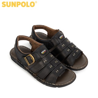 Xăng Đan Nam Da Bò SUNPOLO Đen SDA006