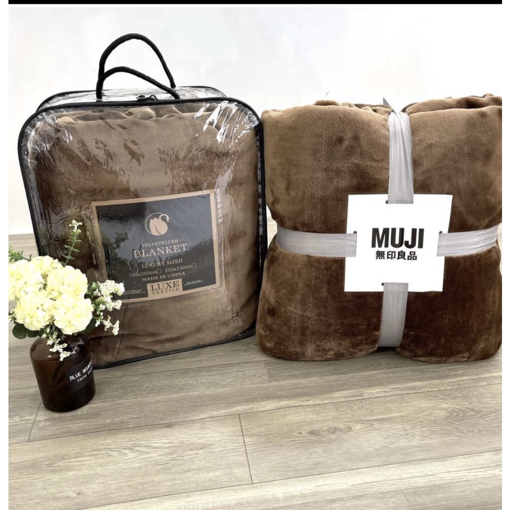 Chăn lông tuyết Muji siêu mềm mịn, chăn lông tuyết cao cấp [giadunghangthuong]