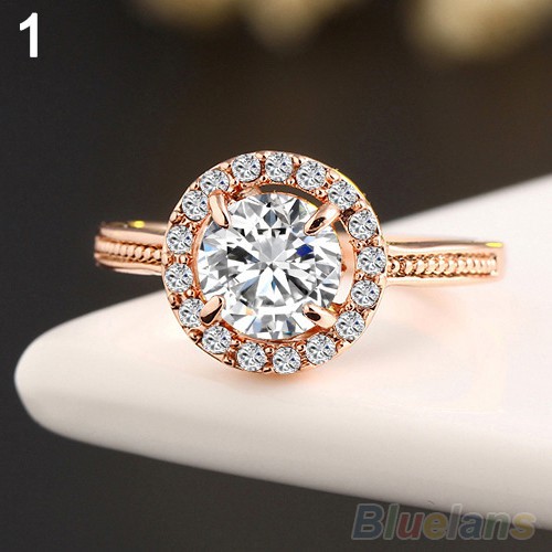 Nhẫn Cưới Mạ Vàng 9K Đính Đá zircon Giảm Giá 100 baht Cho Nữ