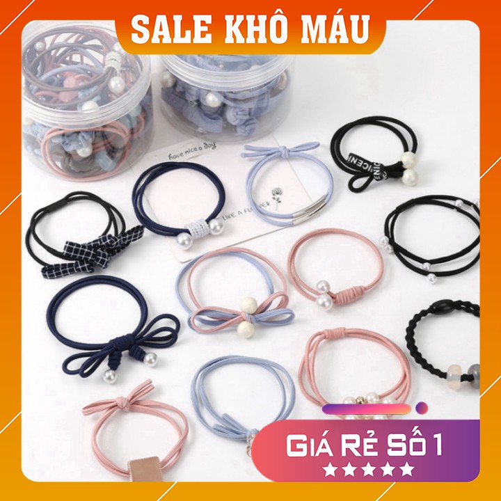 Dây buộc tóc ♥️FREESHIP♥️ Set 12 dây buộc tóc mềm Hàn Quốc kèm hộp, Hot Trend