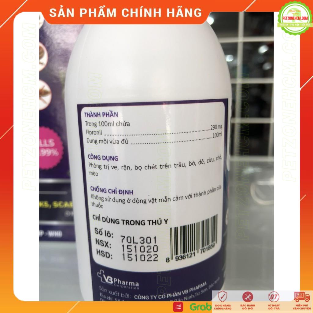 Fipnil Spray 250ml chai xịt diệt ve, ghẻ, bọ chét, rận trên chó mèo 99.99%