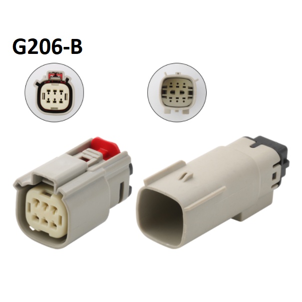 G206-Giắc cắm đèn pha Forteke 6 lỗ 1.5mm màu xám