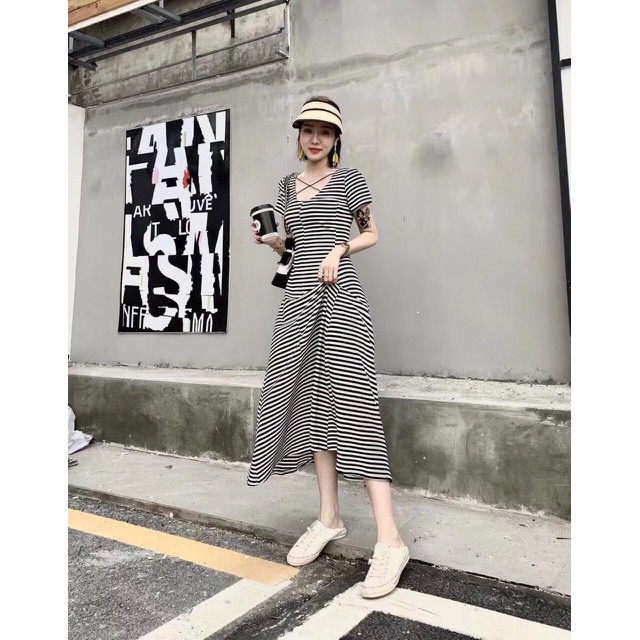 Đâm maxxi sọc 8 mảnh thun cotton lụa 4 chieu hàng xuất
