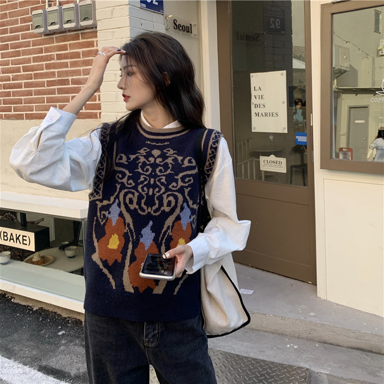 Áo Sweater Không Tay Dáng Rộng Phong Cách Cổ Điển Hợp Thời Trang Dành Cho Nữ