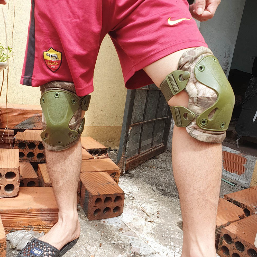 Bộ giáp 4 miếng bảo vệ đầu gối &amp; khuỷu tay màu lính