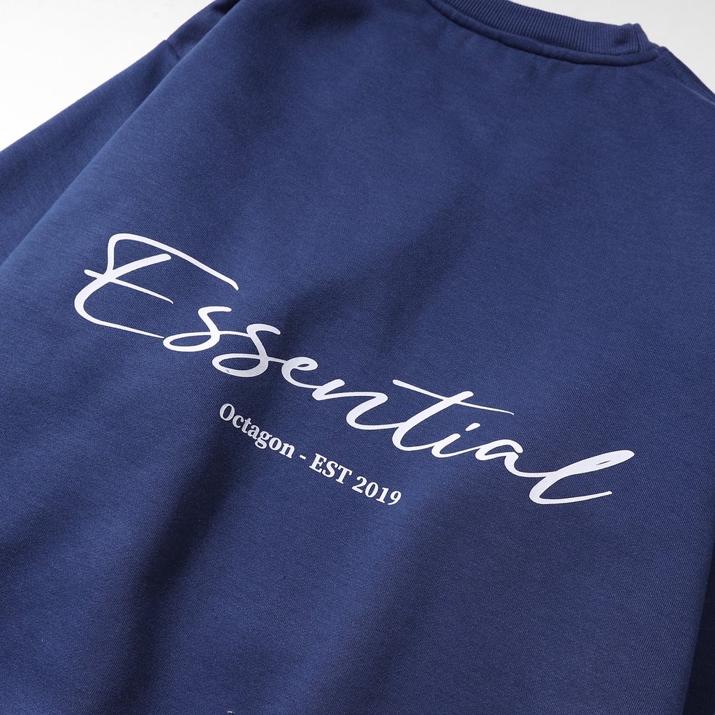 [Mã SKAMFSW175 giảm 10K đơn 50K] Áo Sweater Octagon Essential Nỉ Bông Màu Xanh Navy Form Oversize