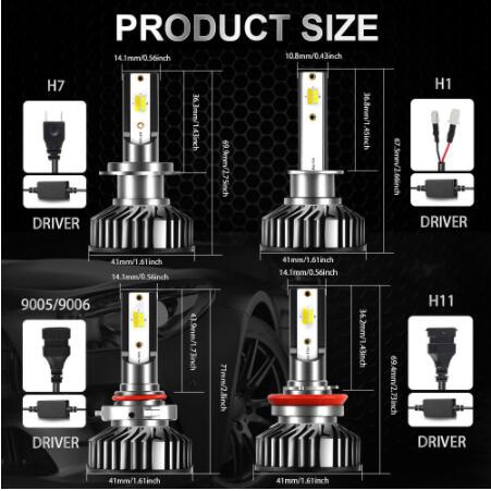 1 Cặp Bóng Đèn Pha LED Ô Tô Hai Màu 20000LM CSP H4 H7 H11 9005 HB3 9006 HB4 H1 3000K ​​Đèn LED Phá Sương Mù 6000K 80W 12V Chuyên Dụng Cho Xe Hơi