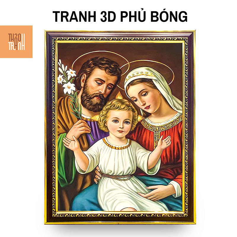 Tranh Gia Đình Thánh Gia MS:CG006 42x52cm - Tranh công giáo 3D - Khung Tranh Cổ Điển