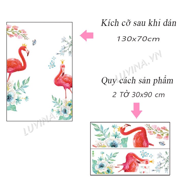 [GIÁ SIÊU TỐT]- [MUA DECAL TẶNG DECAL]-Decal trang trí phòng ngủ, phòng khách-Đôi hạc hồng-[GIAO HÀNG NGAY]