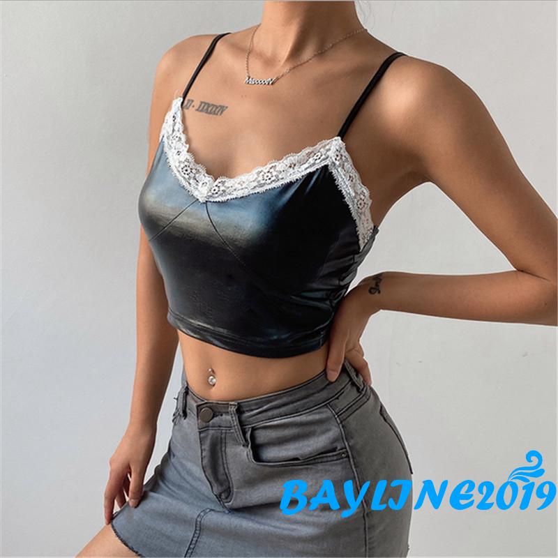 Áo Lửng Hai Dây Cổ Tim Phối Ren Quyến Rũ Dành Cho Nữ