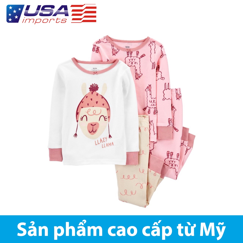 Set 4 đồ ngủ mặc nhà trắng hồng gấu đội nón phôm ôm Car-tờ Auth Từ Mỹ (2M693210)