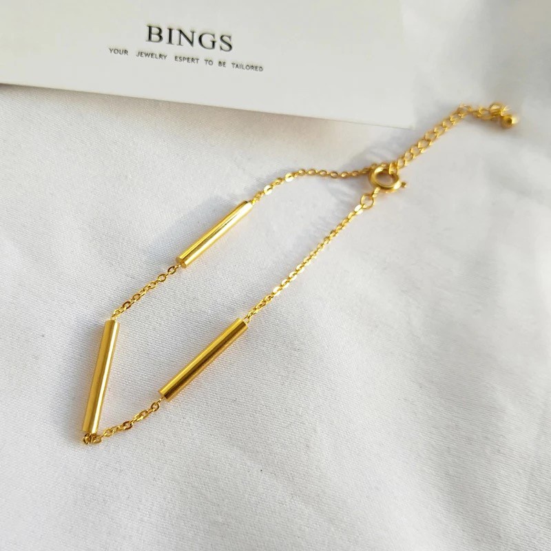 Vòng tay bằng thép titan mạ vàng 18K không phai màu không gây dị ứng chống nước tùy chỉnh phong cách tối giản cao cấp