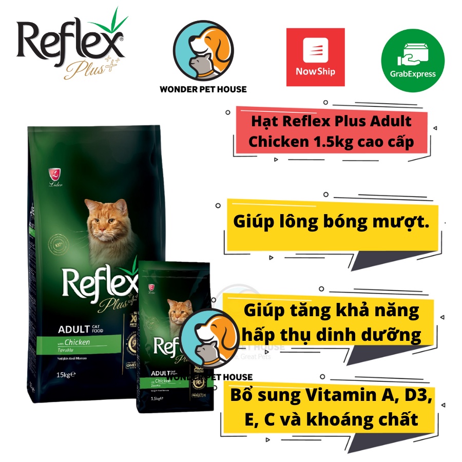 Hạt khô Reflex PLUS cho mèo lớn vị gà Adult Chicken 1.5kg