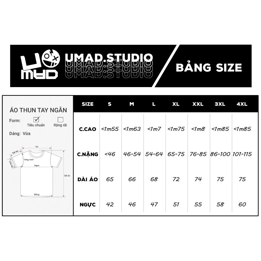 Áo thun UMAD unisex trending Cty Một Mình Tao Chấp Hết phản quang 7 màu nam nữ tay ngắn có big size (40kg-110kg)