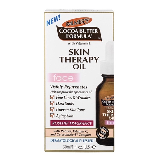Dầu dưỡng chống lão hoá phục hồi da hư tổn Palmer’s Cocoa Butter Formula D Skin Therapy Oil Face Roseship 30ml USA