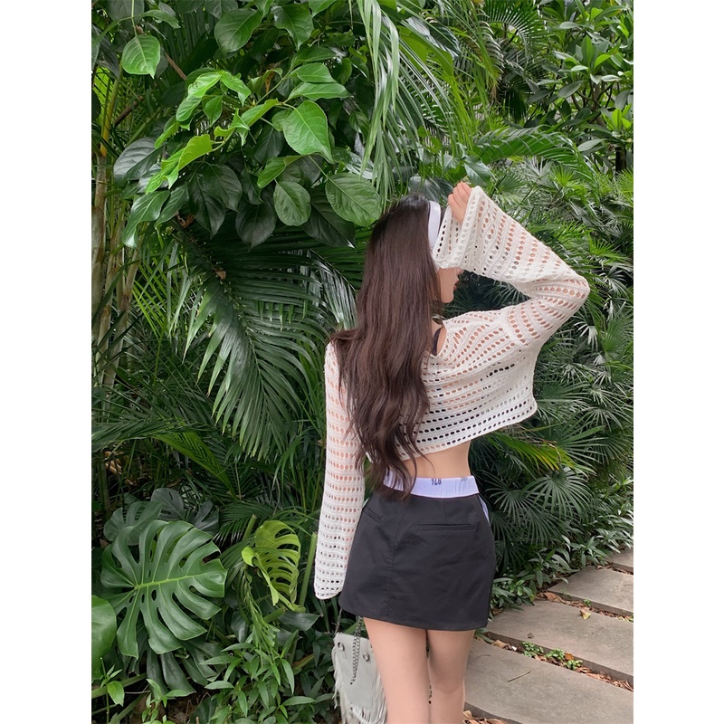 Áo Croptop Tay Dài Dáng Rộng Thời Trang Mùa Hè Quyến Rũ Cho Nữ