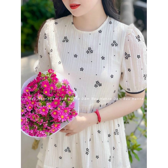[HCM] Đầm bầu dễ thương cho mẹ trẻ hàng cotton thoáng mát mềm không nhăn kiểu trẻ giá rẻ free size 40-65kg