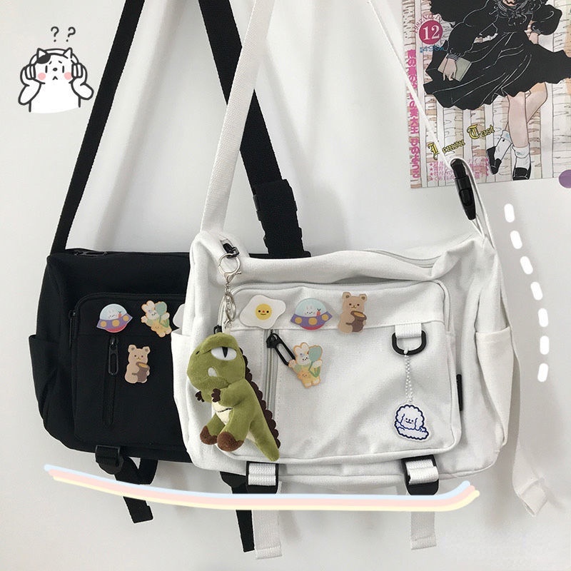 Túi đeo vai vải canvas cỡ lớn cá tính năng động cho cả nam và nữ