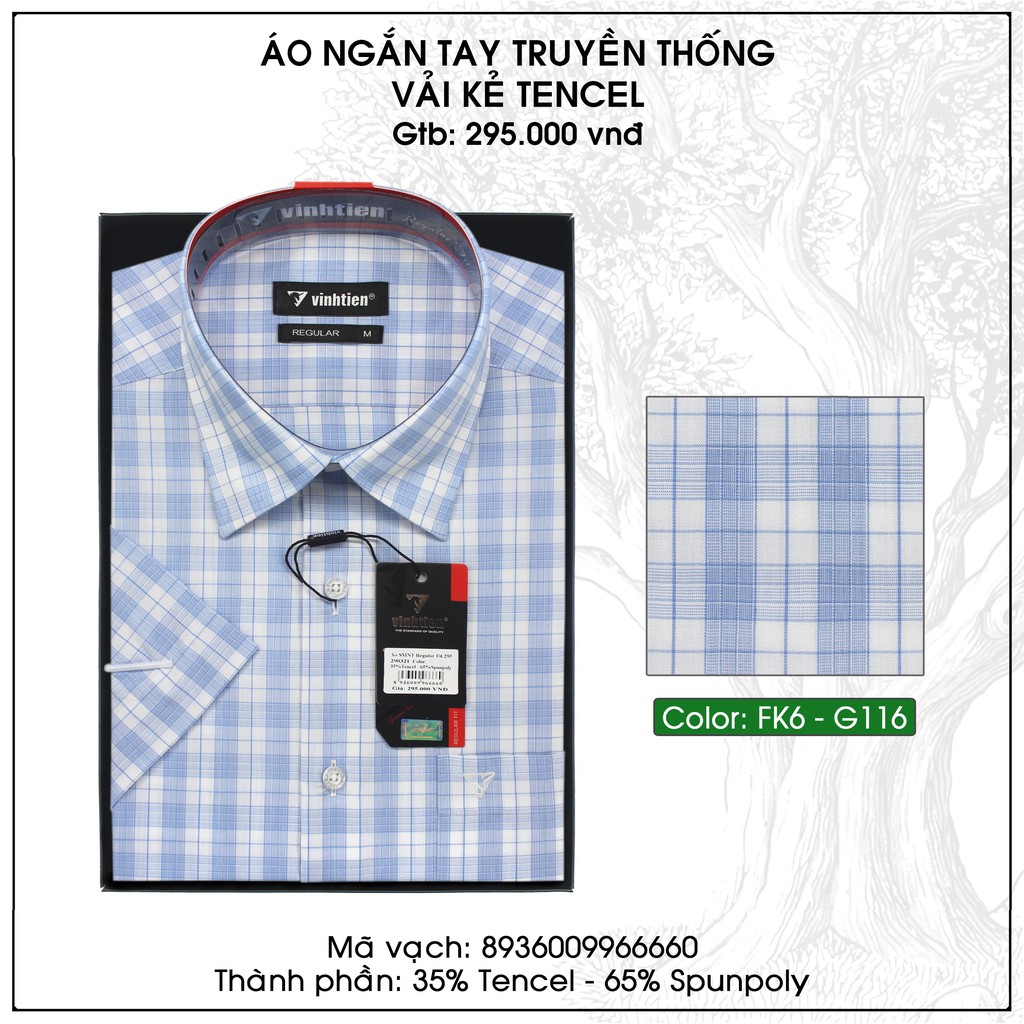 Áo Sơ Mi Ngắn Tay Sọc Caro Vạt Bầu Vĩnh Tiến 295 | BigBuy360 - bigbuy360.vn