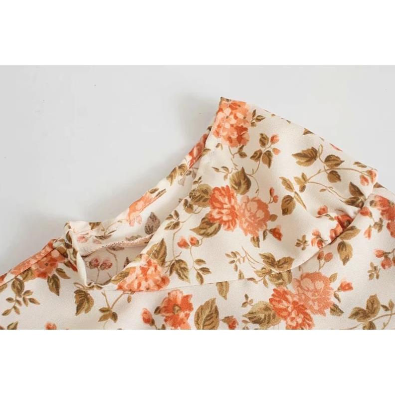 Zara Morocco full tag - Đầm Zara hoa nhí nâu cam xinh đẹp DH68ODG58N9 New