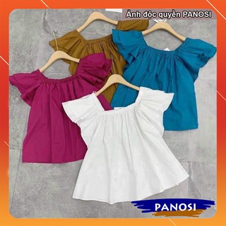 Áo kiểu nữ bánh bèo trễ vai cổ vuông tay ngắn áo babydoll Hàn Quốc xinh xắn PANOSI - Mã A398
