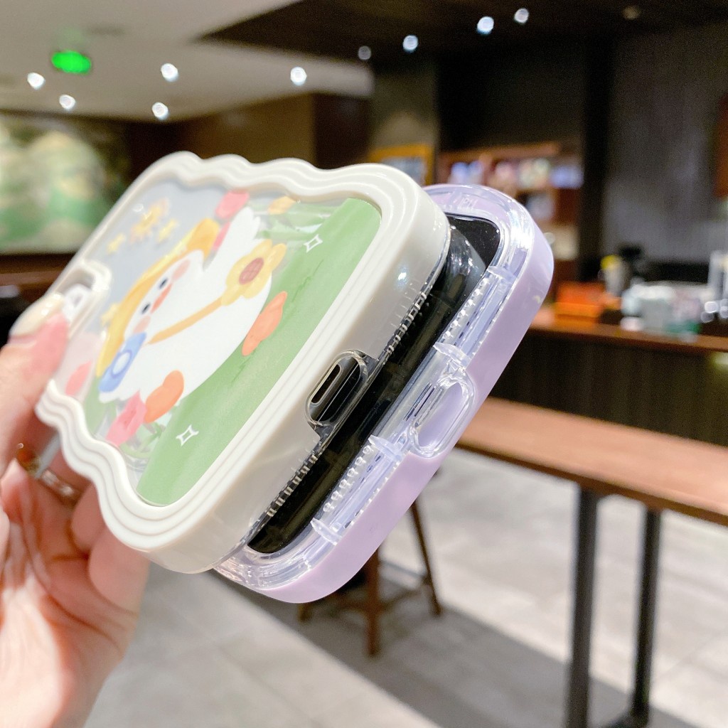Ốp Điện Thoại Trong Suốt Họa Tiết Gợn Sóng 2 Trong 1 Cho iphone 13 12 pro max 11 XS X XR 7 8 plus 13-7P Sự Bảo Vệ
