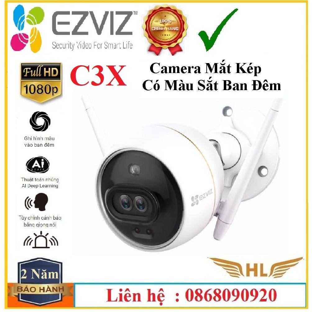 Camera Wifi Ngoài Trời Ezviz C3W 2Mp  Ezviz C3W Pro 4Mp,C3W Pro 2Mp ,Ezviz C3X Mắt Kép,Ezviz T30-10B-EU-Chính Hãng