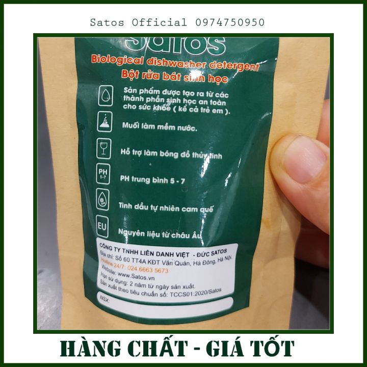 BỘT RỬA BÁT HỮU CƠ/ SINH HỌC SATOS - mẫu thử 80g , sạch cho bát, tốt cho sức khỏe. Dành cho các loại máy rửa bát.