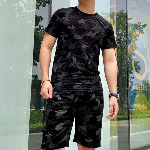 Bộ Thể Thao Nam Cổ Tròn Cotton Thoáng Mát Thấm Hút Mồ Hôi Co Giãn Tốt Thoải Mái Vận Động