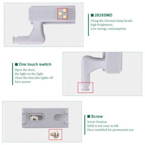 Đèn Led gắn bản lề tủ quần áo - Bật tắt khi đóng mở cửa - Tặng kèm pin