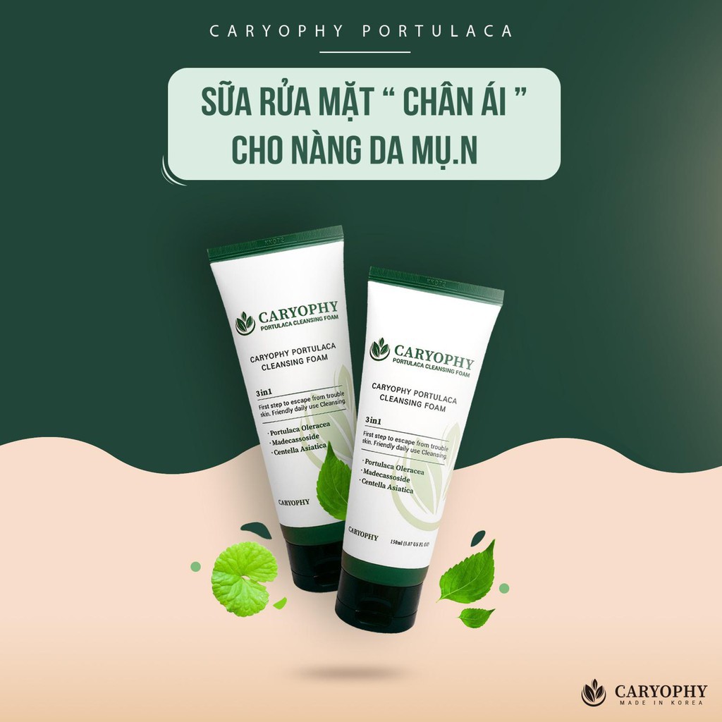 [CHÍNH HÃNG] Sữa Rửa Mặt Caryophy Ngừa Mụn - Thâm Da Nhờn và Nhạy Cảm 150ml