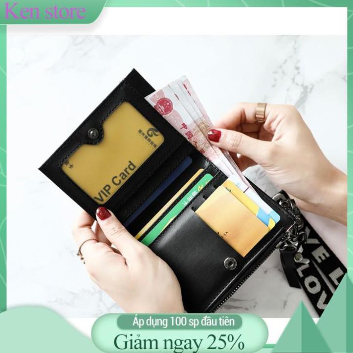 Ví Nữ Ngắn Đeo Cổ Dễ Thương Dáng Đứng Da Bóng Đẹp Màu Laser Gradient Mới Lạ Nổi Bật Style Thời Trang Cá Tính