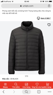 Áo phao siêu nhẹ uniqlo nam auth