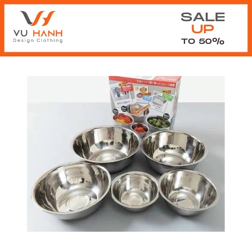 Set 5 tô inox cao cấp KAKUSE Nhật Bản | Shop Vũ Hạnh