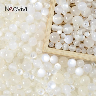 6 8 10 12 Mm Hạt Nhựa Milky Giả Opal Mắt Mèo Hạt Tròn Để Trang Sức Làm DIY Vòng Tay Vòng Cổ Phụ Kiện