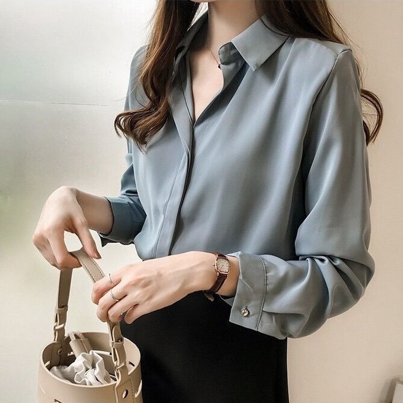 GENAISHA Áo sơ mi nữ tay dài kiểu dáng thời trang phong cách Hàn Quốc