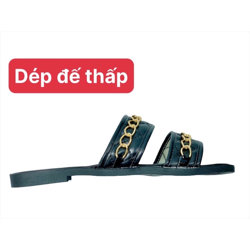 Dép lê nữ thời trang 2 quai ngang xích không rỉ dễ đi mềm mại ôm chân