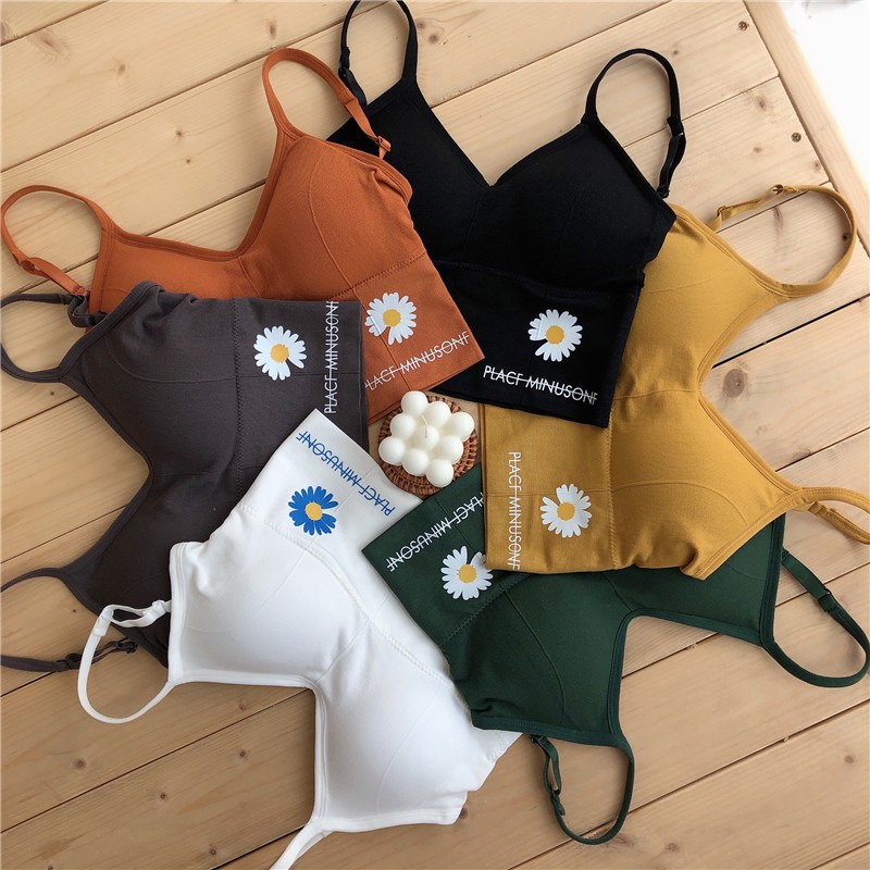 Bra tập thể thao, bra cotton, áo ngực bra co giãn hoa cúc AB121